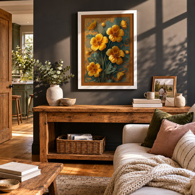 Golden Nasturtium Botanical - Framed Print