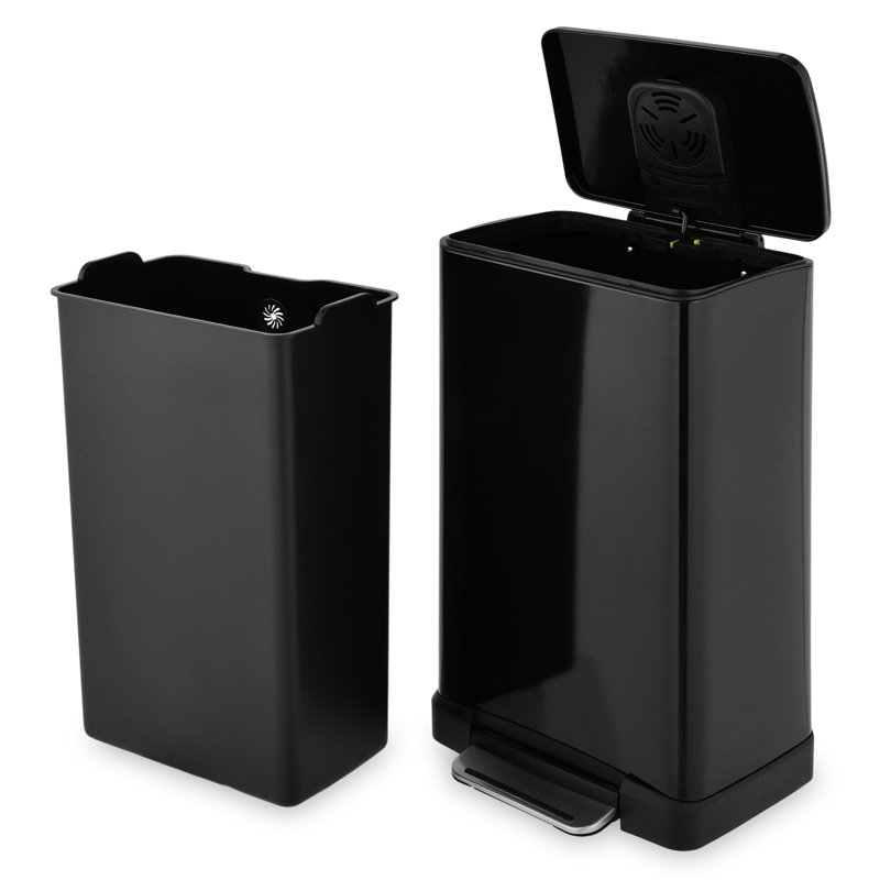 Steel Step On Rubbish Bin, 30L, Black