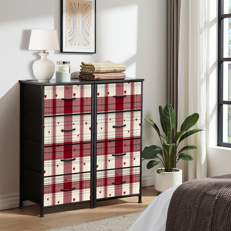 4 Drawer Dresser for Bedroom, Narrow Chest of Drawers, Wooden Top and Study Iron Frame 18"x37.5"-(WxH)