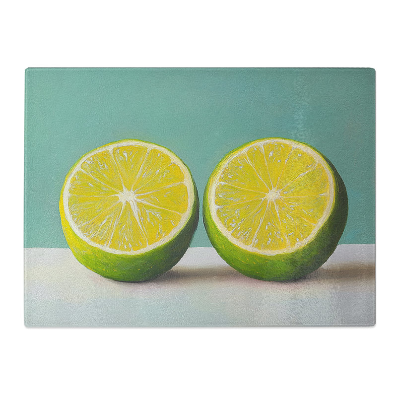 Lime Fruit Artwork  Glass Chopping Board