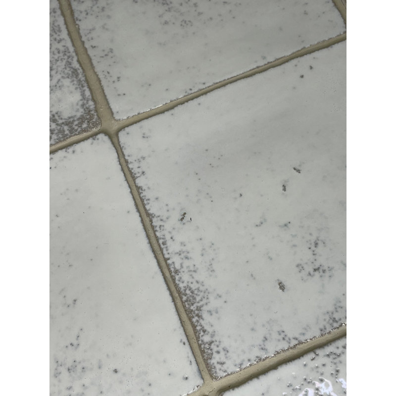 Zellige 4" x 4" Ceramic Subway Tile, White/Antique