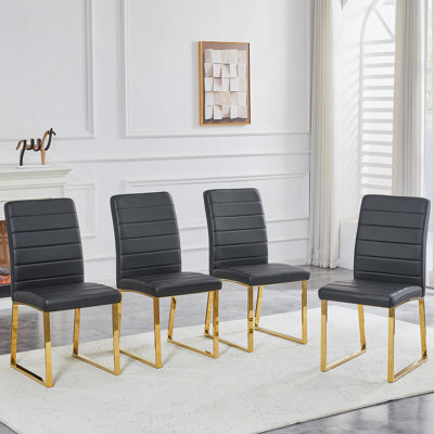 4-Pack Heavy-Duty Chairs With Thick Cushions And Sturdy Iron Frame For Home Or Office Use.