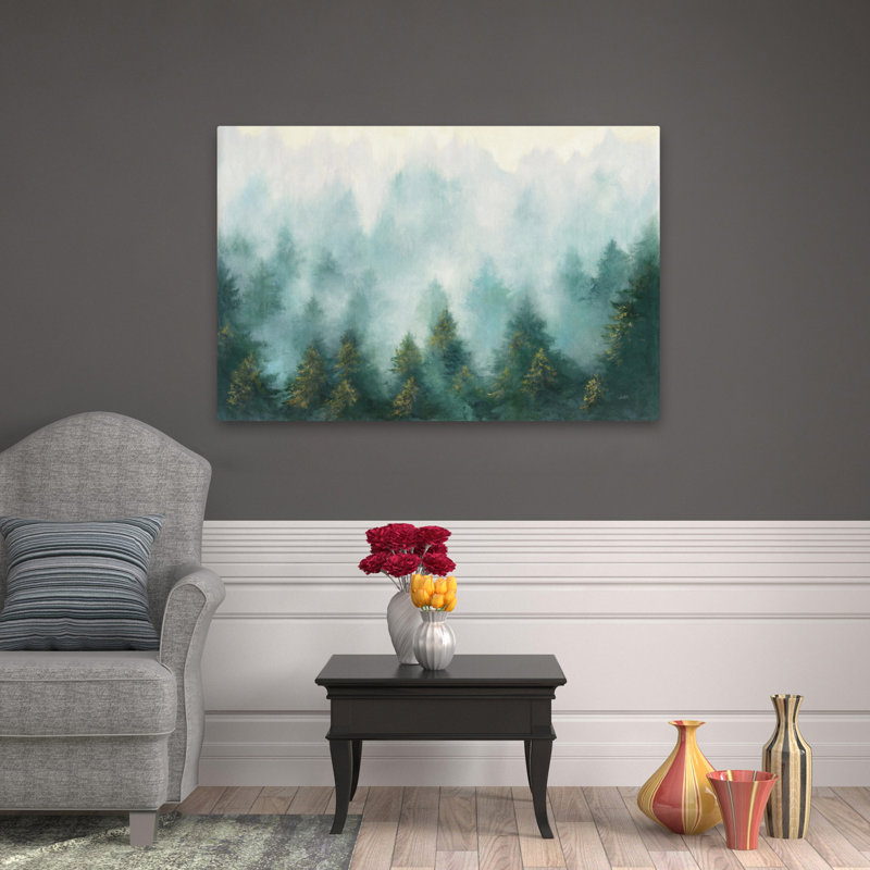 Forêt brumeuse - bleu turquoise, H 36 po x l 48 po