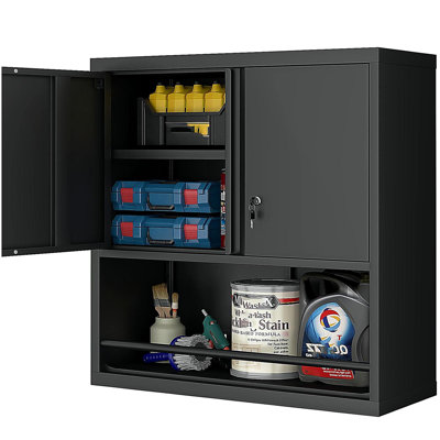 2 Doors Metal Storage Cabinet Kitchen Pantry Cabinet With Adjustable Shelves
