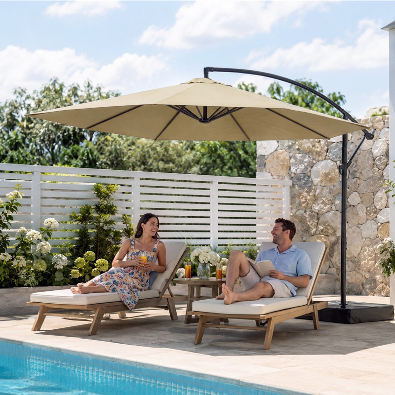 Parasols déportés avec base, kaki, Kaki