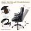 Fauteuil de bureau Loriece moderne, capitonné en cuir PU, avec pieds en métal-1063523138