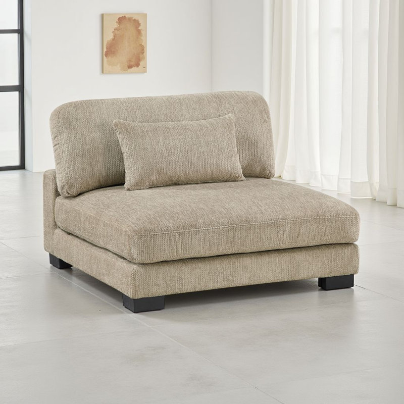 Chaise sans accoudoirs modulaire Liny, 1 coussin, microfibre, noir, Brun