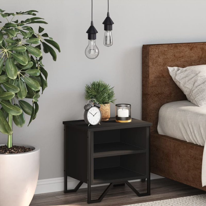 Alyza 40cm W Bedside Table, Black, Individual