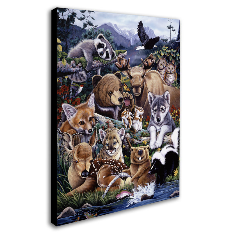 'Forest Friends' Graphic Art Print on Wrapped Canvas, 19" H x 14" W x 2" D
