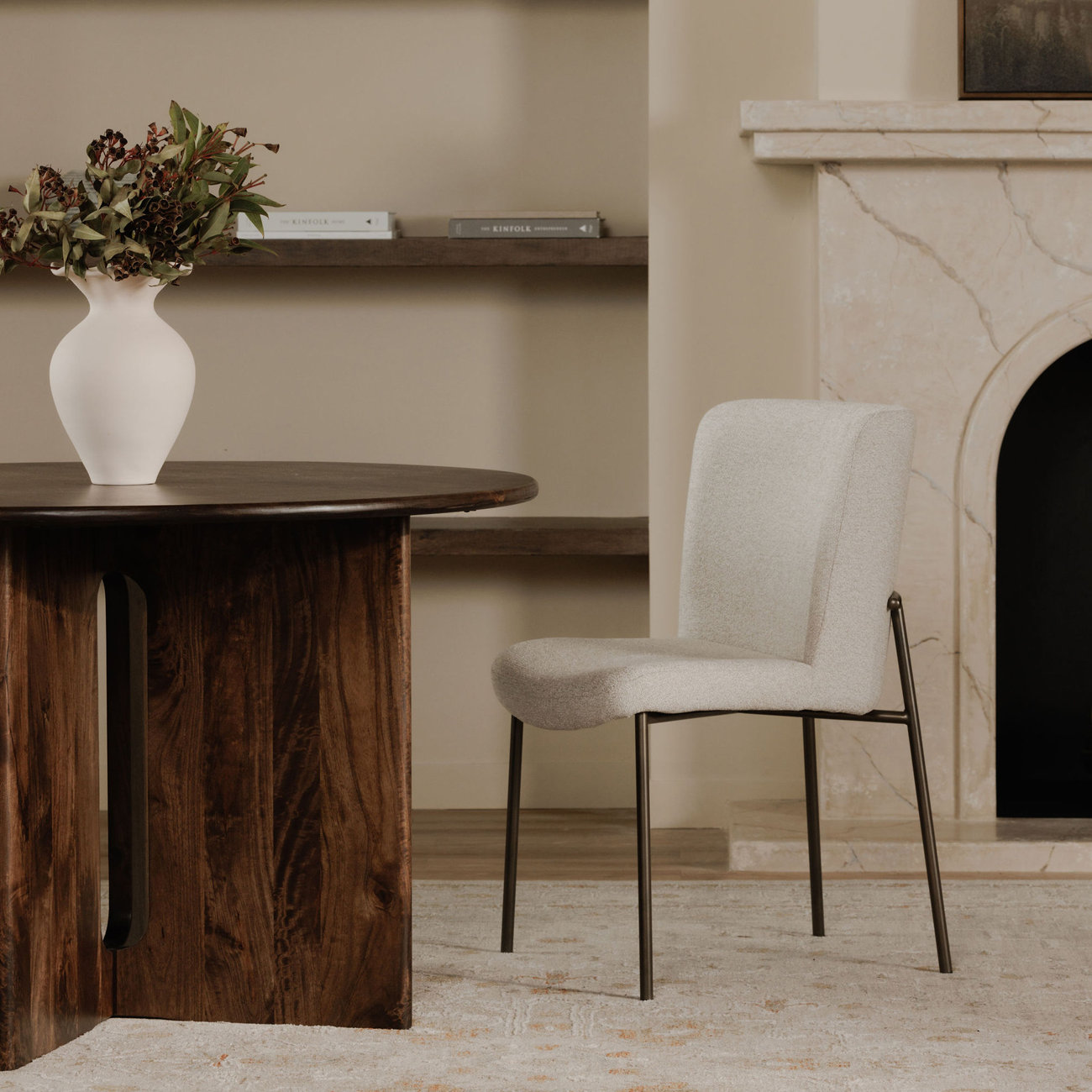 Aarden Dining Chair, White Polyester