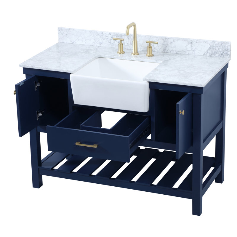 Meuble-lavabo simple 48 po avec dosseret Pelaghia, Bleu