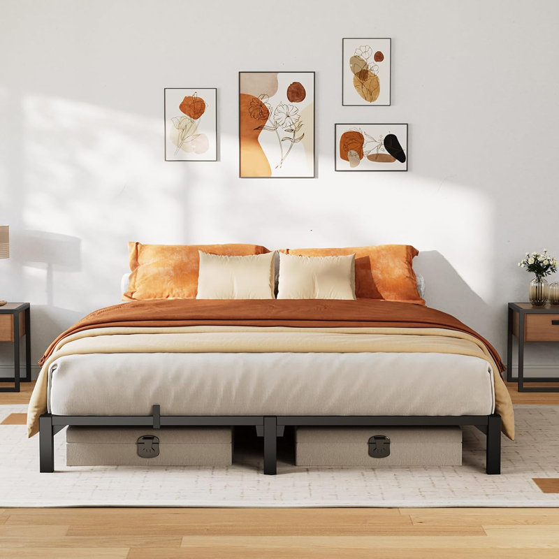 Full 6" Metal Platform Bed Frame, 800lbs Capacity Tool-Free