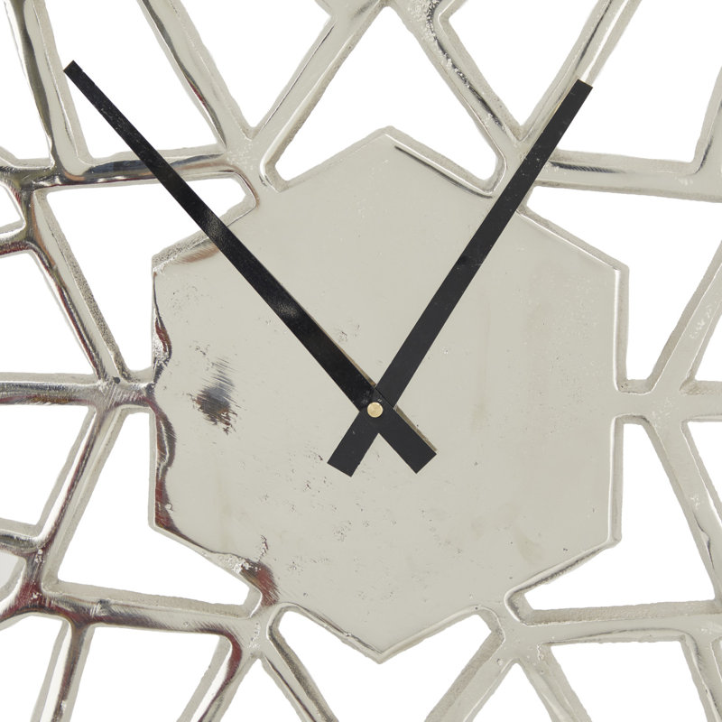 Barragan Metal Wall Clock, Silver