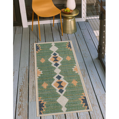 Tapis d'intérieur / extérieur vert Lauryn