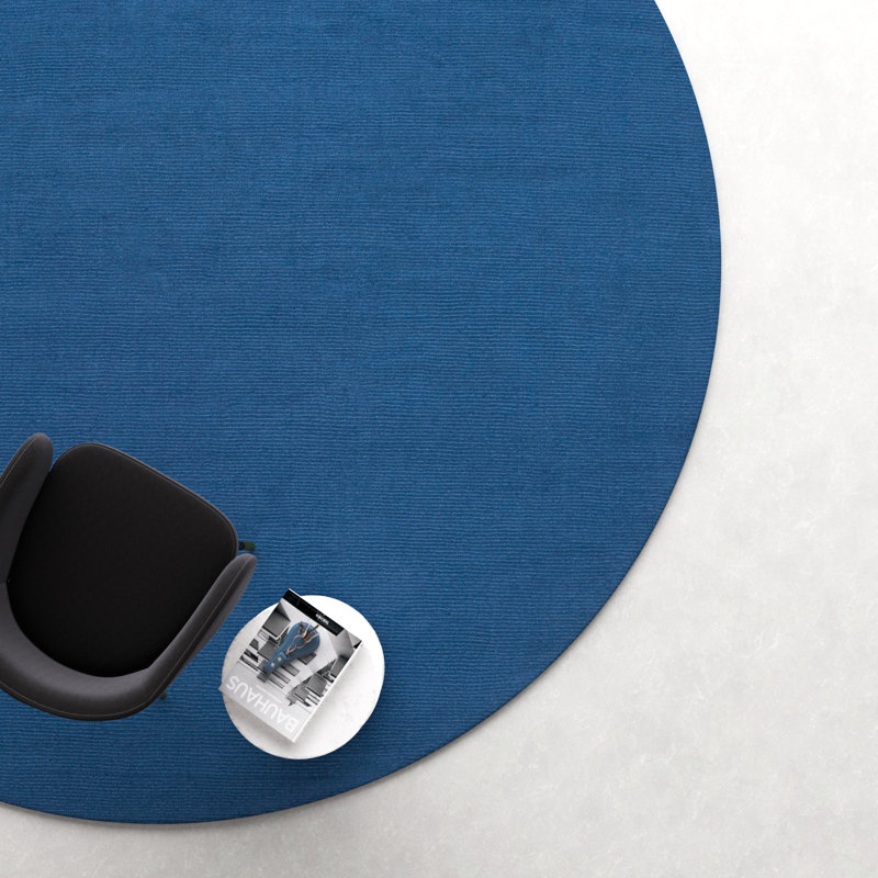 Crowe Handmade Wool Dark Blue Area Rug, Round 9'9"