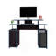 Bureau de jeu, 1 porte, 6 tablettes, wengé noir / bord bleu