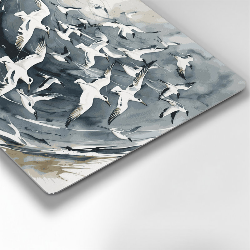 Oiseaux, art mural noir en métal Kittiwake, H 11 po x l 14 po