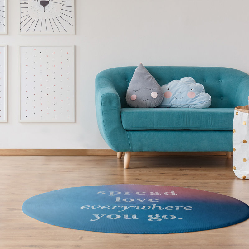 Tapis en polyester multicolore pour l’amour à motif poly, Rond 5 pi