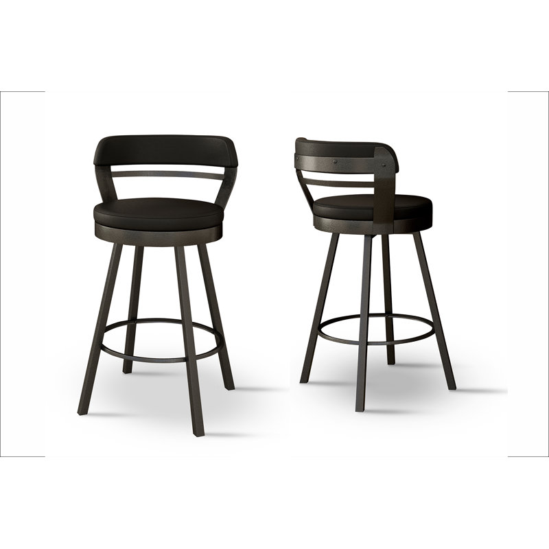 Tabouret de comptoir pivotant de 26 po Neufeld, Noir, Tabouret de comptoir (siège d'une hauteur de 26 p