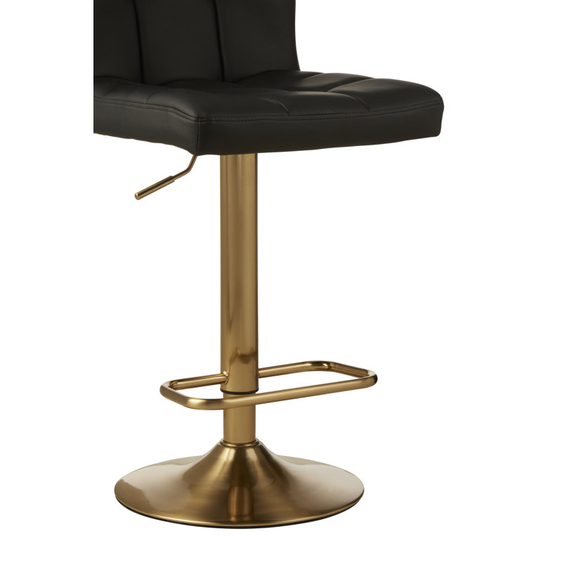 Tricia Swivel Upholstered Adjustable Height Counter Stool with Metal Frame, Black