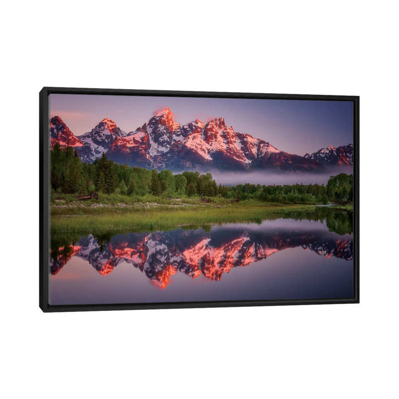 Teton Awakening, reproduction de photo sur toile tendue, Toile avec cadre noir, Pas de tapis, H 32 po x l 48 po x P 1,5 po