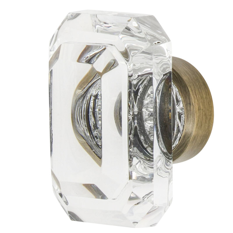Gem Clear Crystal Crystal 1 9/16" Cabinet Knob, Antique Brass, 1 3/4"
