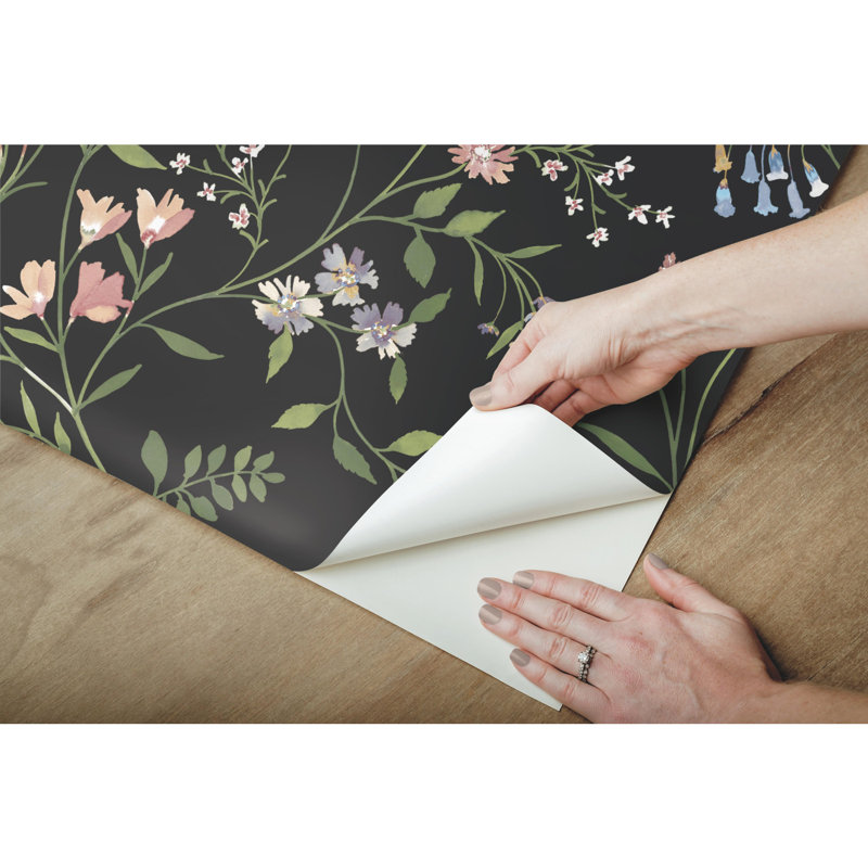 18'L x 20.5"W Texture Peel and Stick Wallpaper Roll, Black/Pink