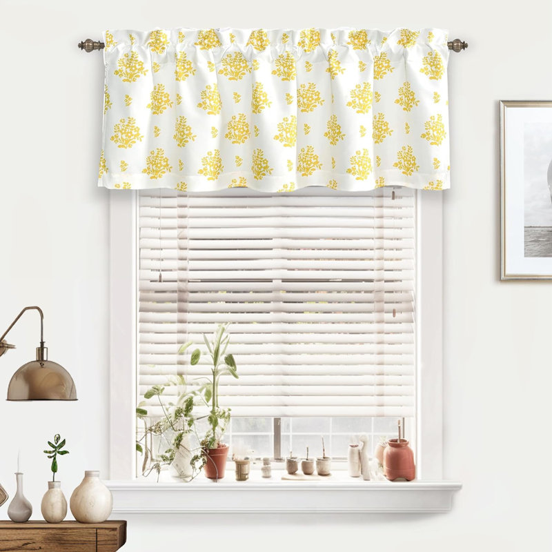 Cantonnière florale sur mesure 52 po, Jaune