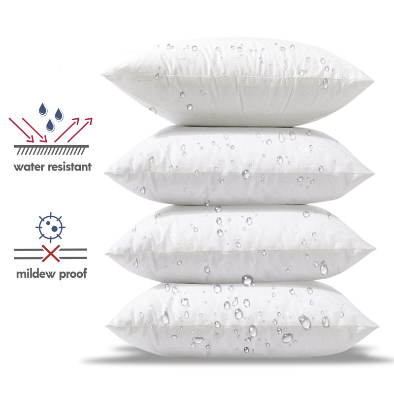 Phantoscope Outdoor Pillow Inserts - Pack Of 4 Square Form Water Resistant Decorative Throw Pillows, Square 18", White