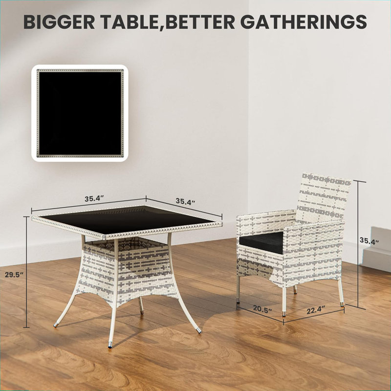 Square Wicker Outdoor Dining Table , 228.6cm cm W 90.07cm cm D
