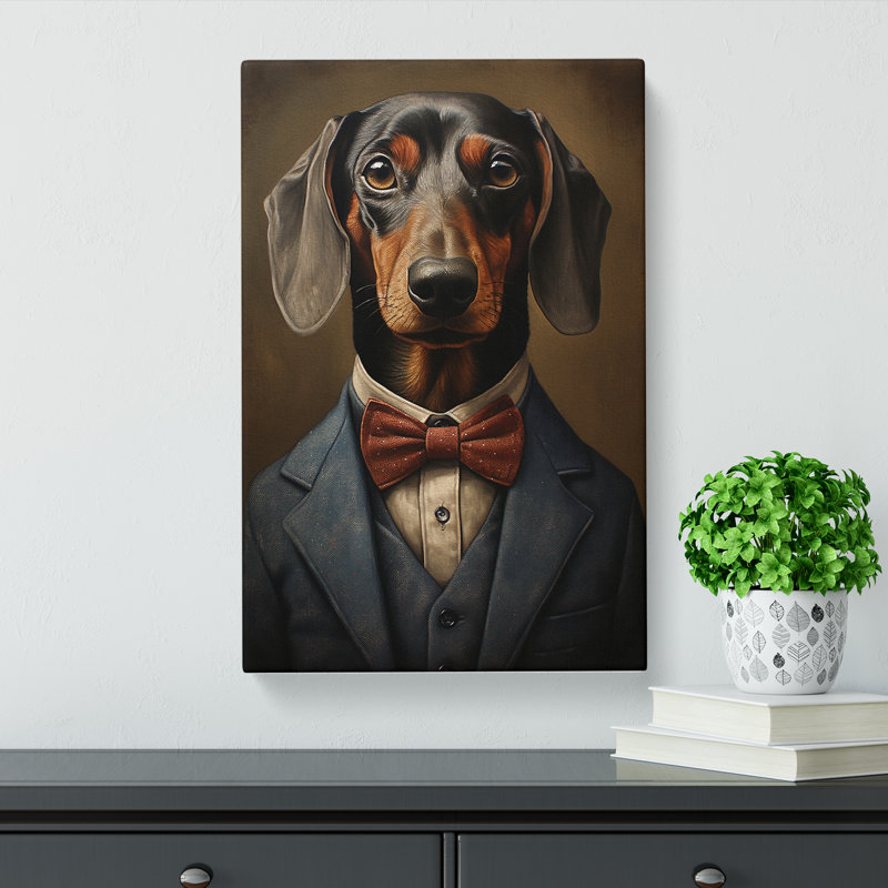 Dachshund In A Suit No.2 - No Frame Print, 60cm H x 40cm W x 3cm D