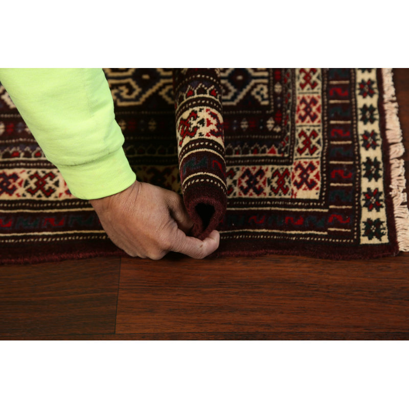 Tapis ivoire noué à la main de conception unique 3 pi 1 po x 4 pi 1 po Jermell