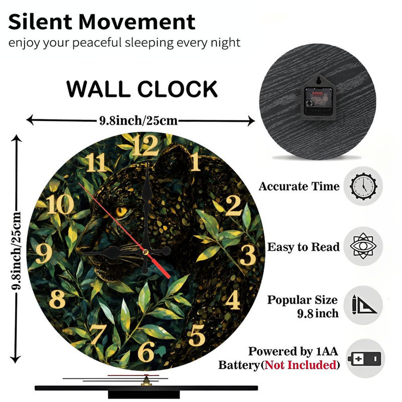Horloge à feuillage noir Panther
