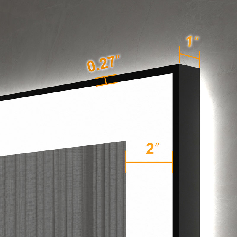 Dokes Black Framed  LED  Bathroom Vanity Mirror passed ETL, 60" x 36"