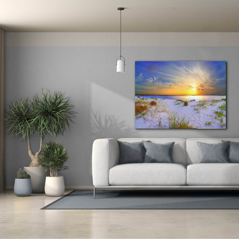 «Landscape Sunset Sandy Beach» par Ezra Tanner, art mural sur toile, H 40 po x l 54 po x P 1,5 po