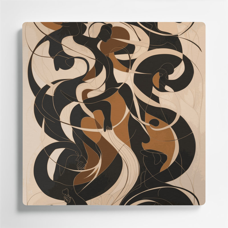 Art mural abstrait en métal beige 86, H 12 po x l 12 po