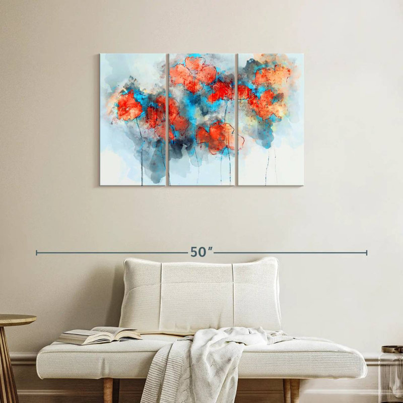 Coquelicots à motif floral abstrait Avery, H 24 po x l 38 po