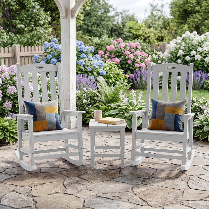 Ensemble de 2 chaises berçantes surdimensionnées pour l'extérieur, Blanc, Set of 2