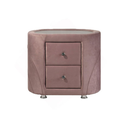 Velvet Upholstered Nightstand with 2 Drawers