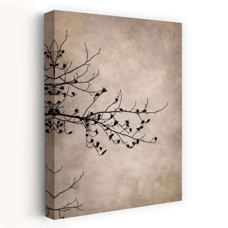 «At Rest In The Lake Fog», art contemporain de paysage d'arbre abstrait, H 24 po x l 16 po