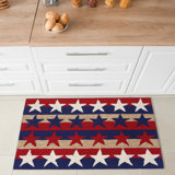 Tapis d'intérieur / extérieur à rayures et à rayures Transition Rugs Frontporch Americana 2 pi 6 po x 4 pi