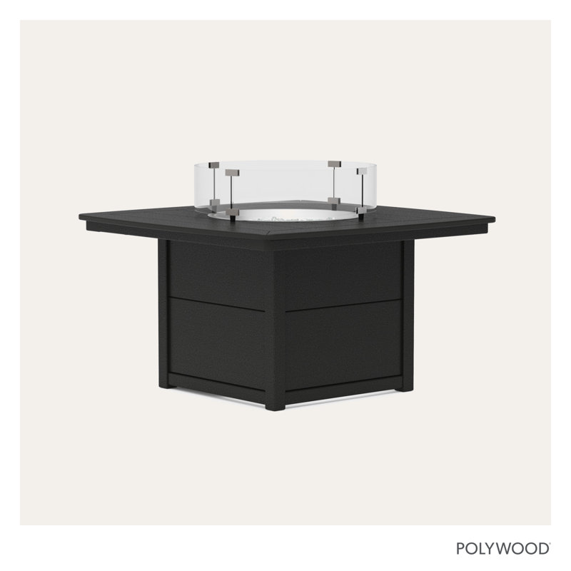 Nautical Square Polyresin Smokeless Fire Pit Table with Hidden Fuel Tank, Black