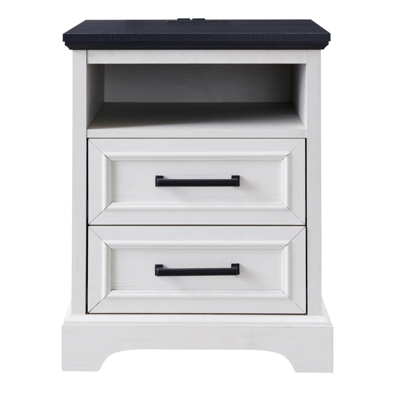 45.8cm W Manufactured Wood Bedside Table, White/Black
