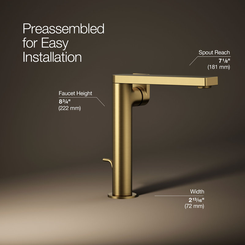 Composed Single Hole Bathroom Faucet with Drain Assembly, Vibrant Brushed Moderne Brass