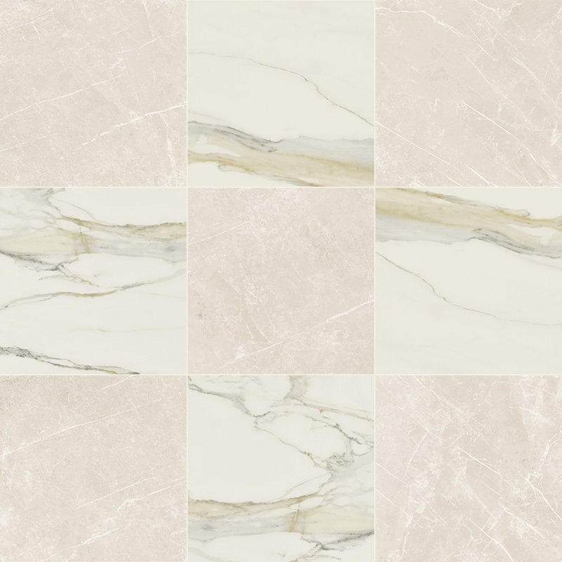 Tuscany Checkerboard 12X12 Calacatta Gold And Dolomia, Calacatta Gold/Dolomia
