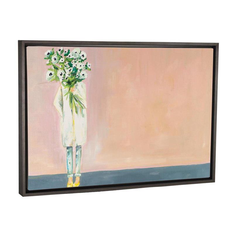 «Anemone» par Meredith Steele - reproduction d'art, Toile encadrée de bois rustique foncé, H 40 po x l 60 po x 1,5 po