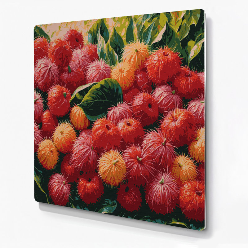 Art mural en métal «Fruit Rambutan», H 32 po x l 32 po