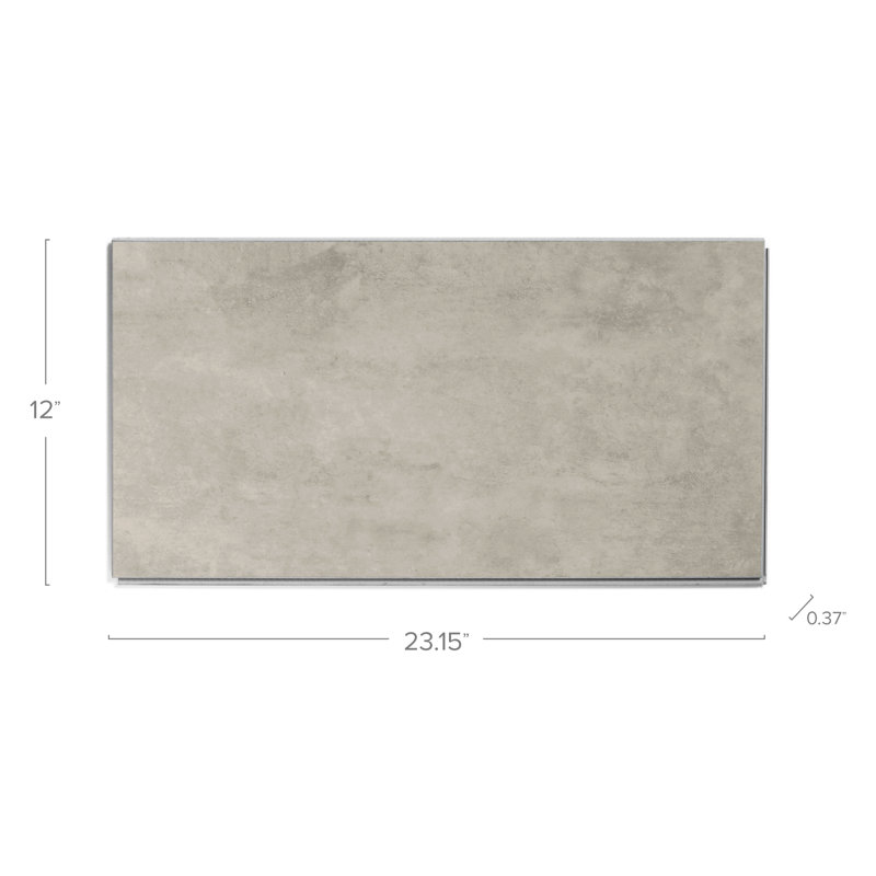 Click-Lock 12" x 23.15" x 9.5mm SPC Luxury Vinyl Tile, Titanium
