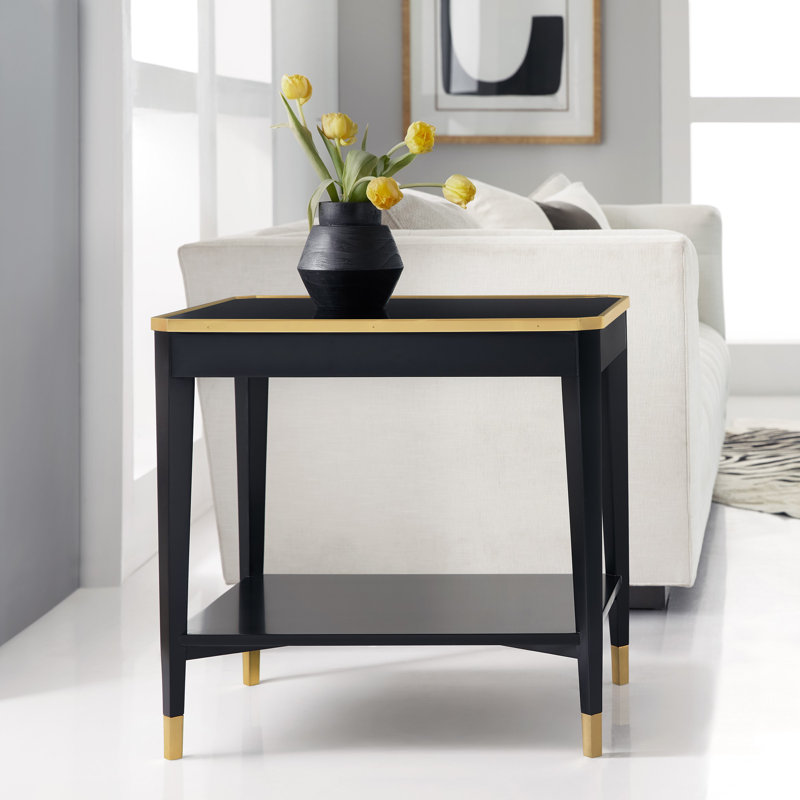 Modern History End Table, Black/Gold