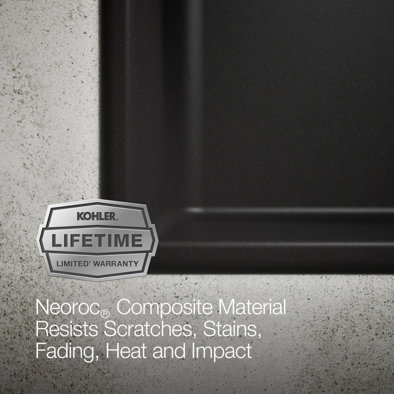 Kennon Neoroc 33" L x 22" W Dual Mount Kitchen Sink, Matte Black